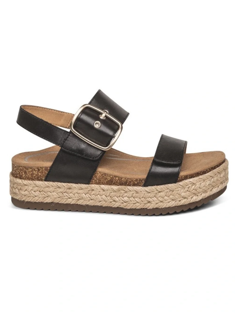 NWOB Aetrex Women’s Vania Arch Support Platform Sandals Black Size 10
